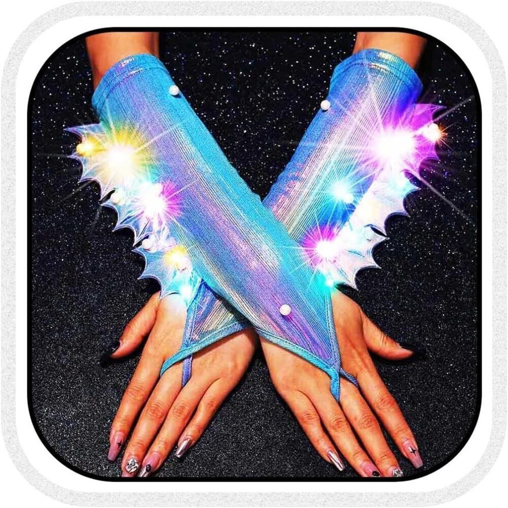 Light Up Mermaid Gloves Women's Cosplay Rave Costume Accessories
